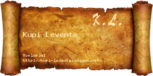 Kupi Levente névjegykártya